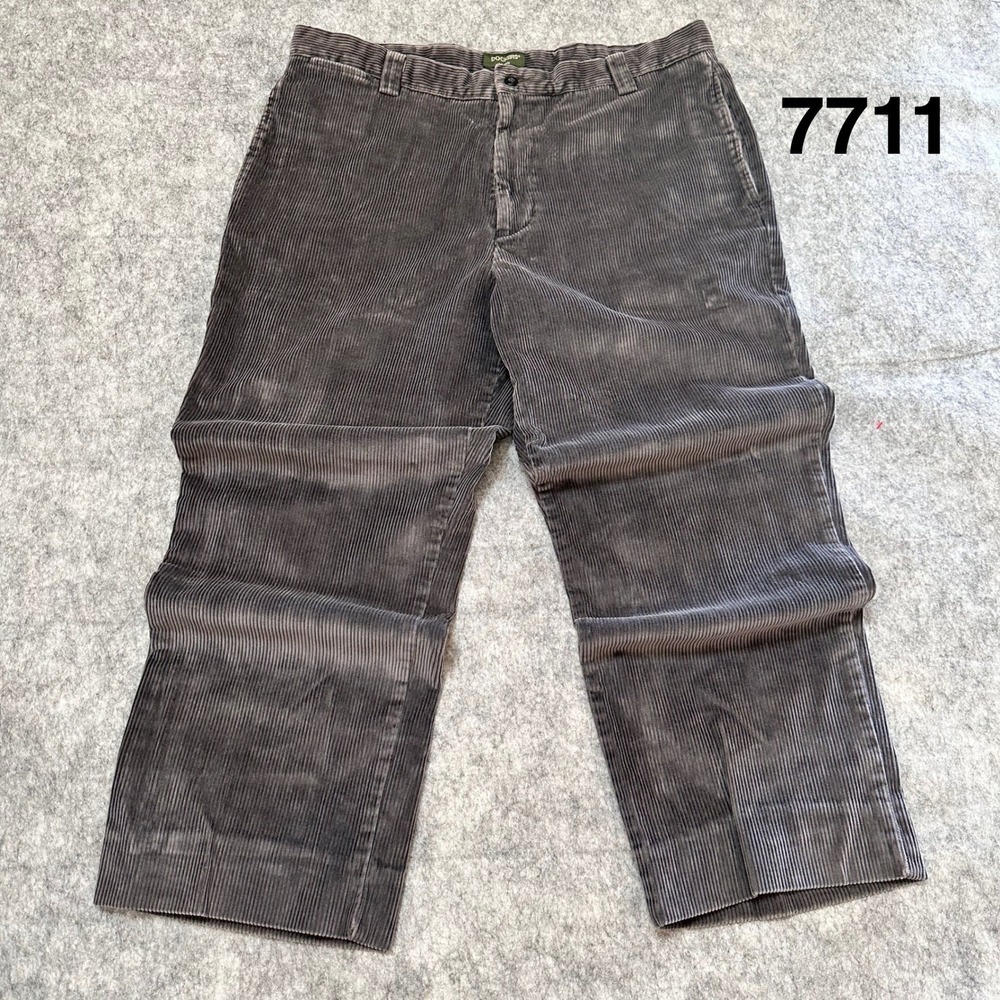 Dockers Mens Charcoal Grey Wide Wale Corduroy Khakis Pants 38x27 Straight Leg